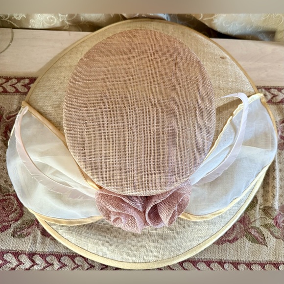 Vintage Elite Champagne Pink Acetate/Polyester Formal Church Derby Hat - Picture 9 of 11